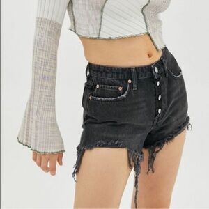 BDG High Rise Cheeky Denim Shorts Womens Size 28 Fringed Cutoff Black New Jean